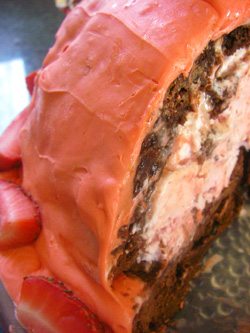 strawberry brownie bombe